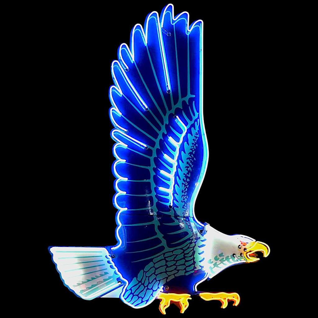 Richfield Gas Die Cut Bald Eagle Neon Porcelain Advertising Sign with Steel Can