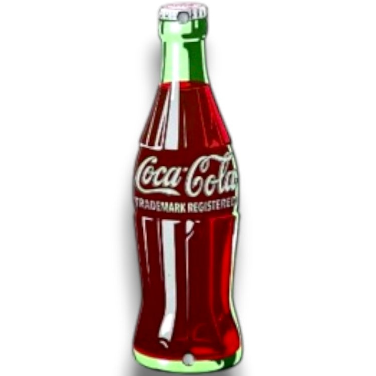 Classic Porcelain Coca-Cola Die Cut Metal Soda Pop Bottle Sign