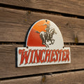 Winchester Crested Dome Top Porcelain Enamel Die Cut Metal Advertising Sign