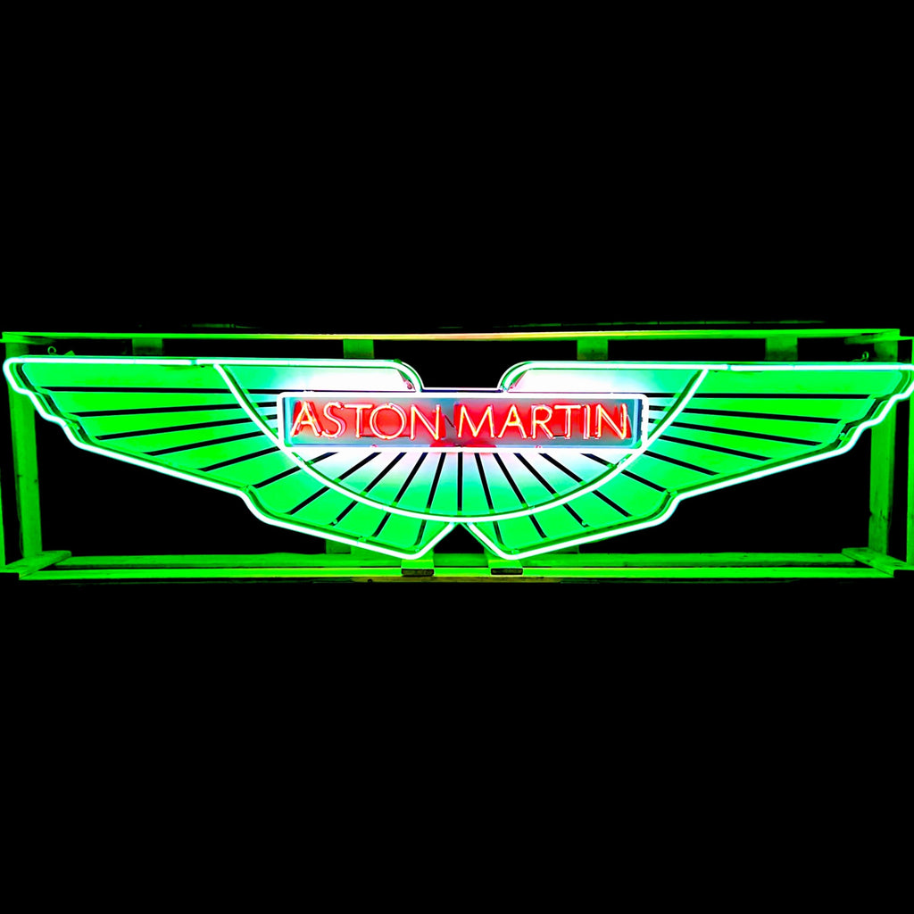 Aston Martin Wings Neon Die Cut Sign - Real Glass, Porcelain, Metal Can - Old Dealership Advertising