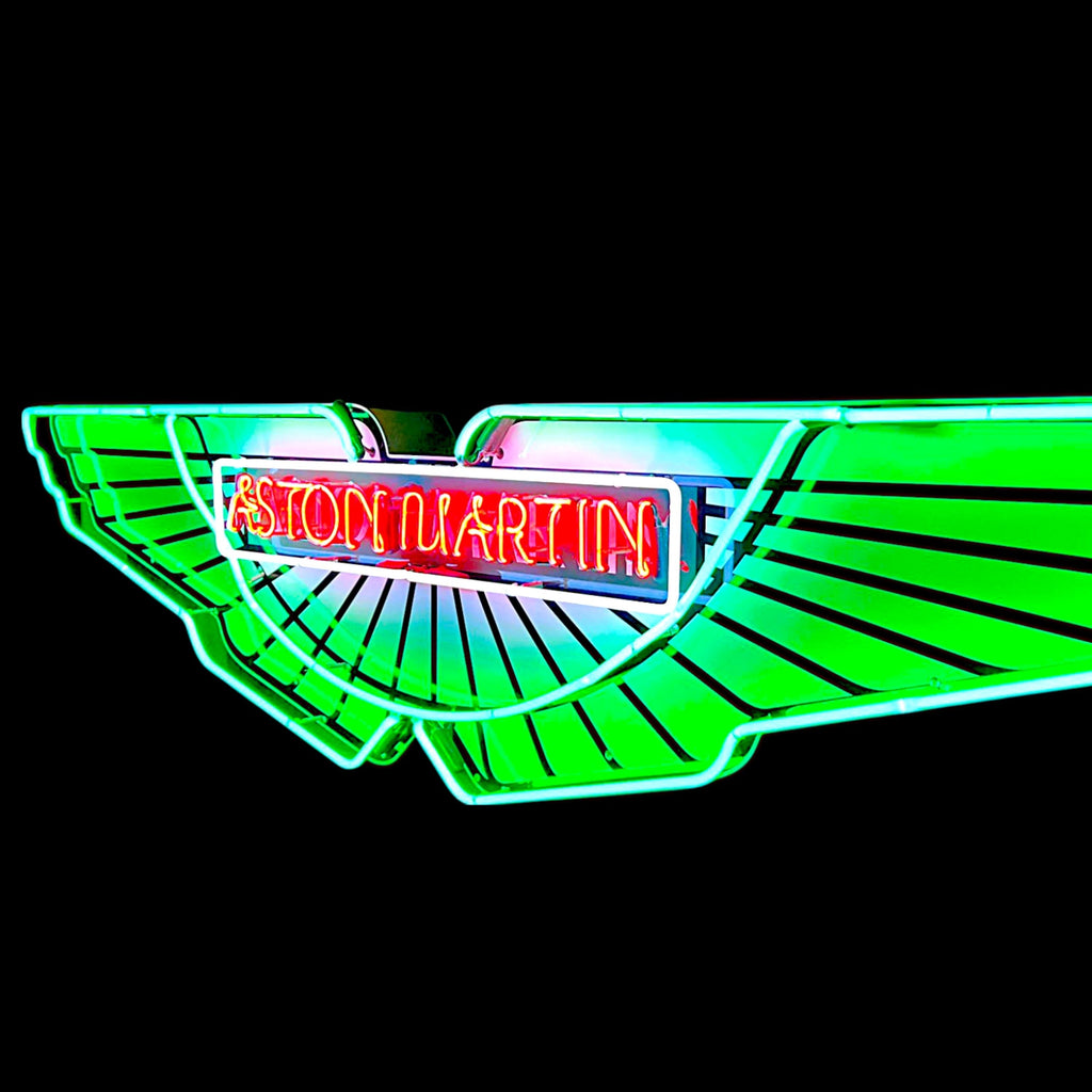 Aston Martin Wings Neon Die Cut Sign - Real Glass, Porcelain, Metal Can - Old Dealership Advertising
