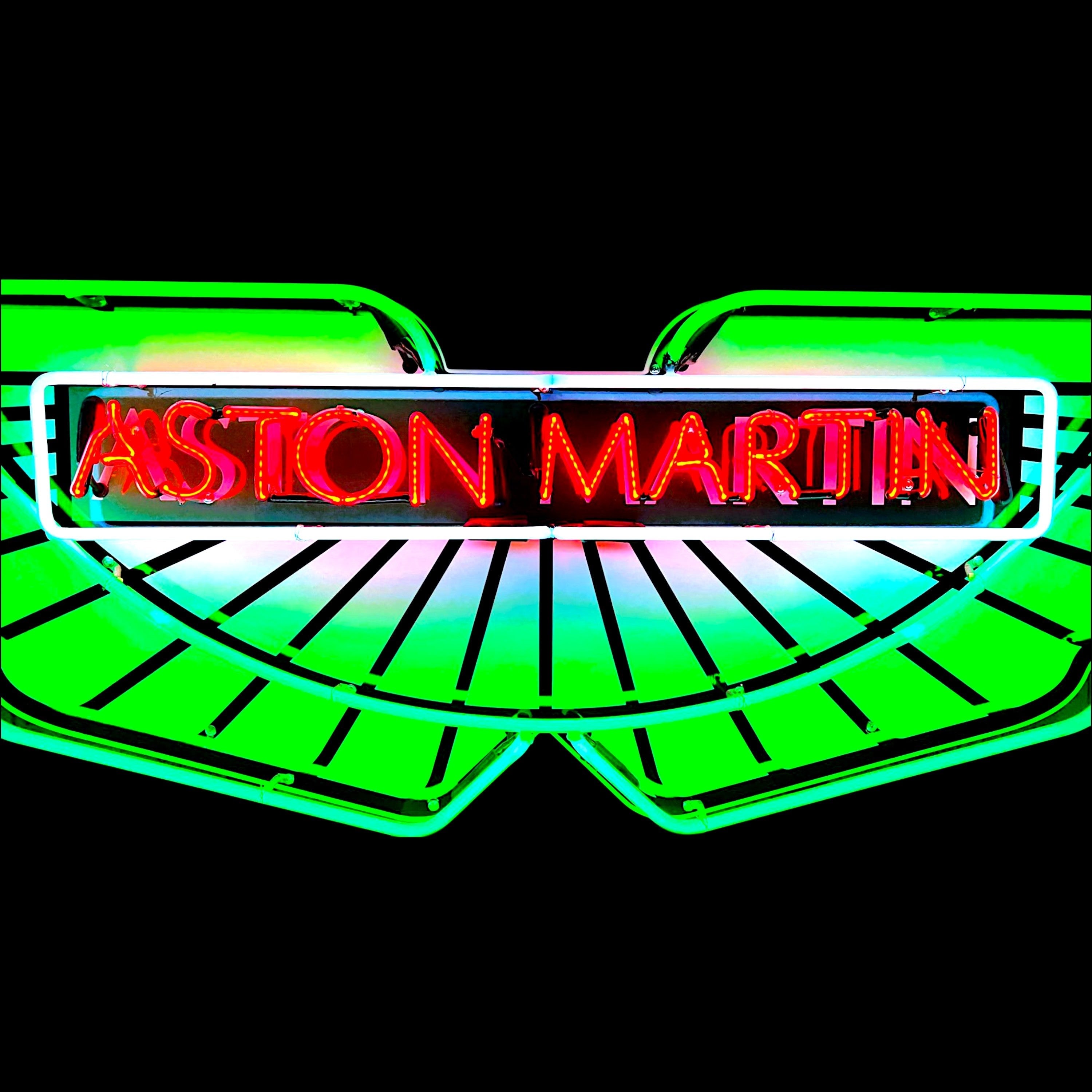 Aston Martin Wings Neon Die Cut Sign - Real Glass, Porcelain, Metal Can - Old Dealership Advertising