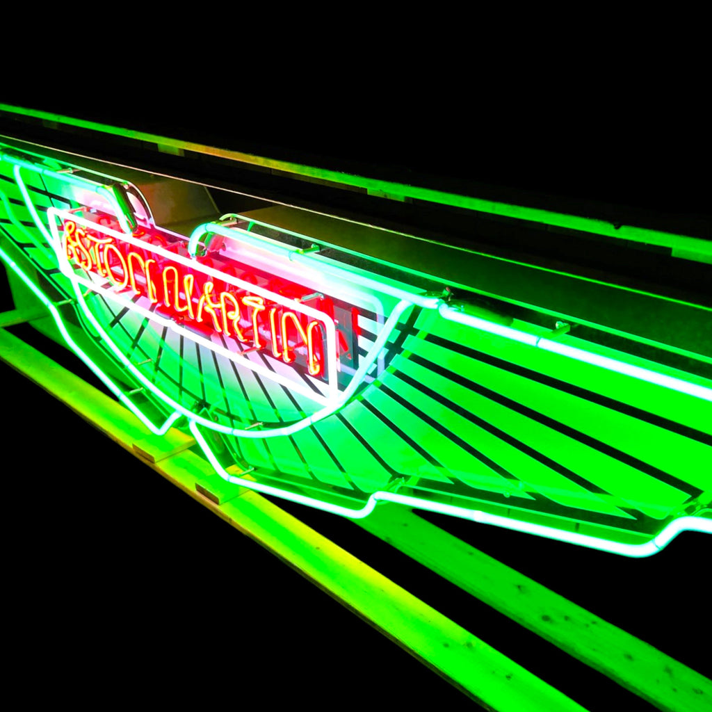 Aston Martin Wings Neon Die Cut Sign - Real Glass, Porcelain, Metal Can - Old Dealership Advertising