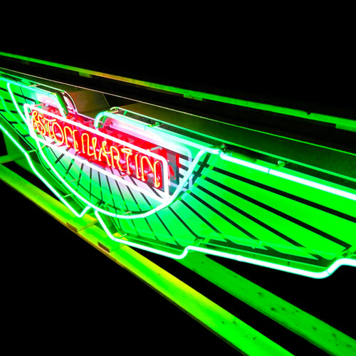 Aston Martin Wings Neon Die Cut Sign - Real Glass, Porcelain, Metal Can - Old Dealership Advertising