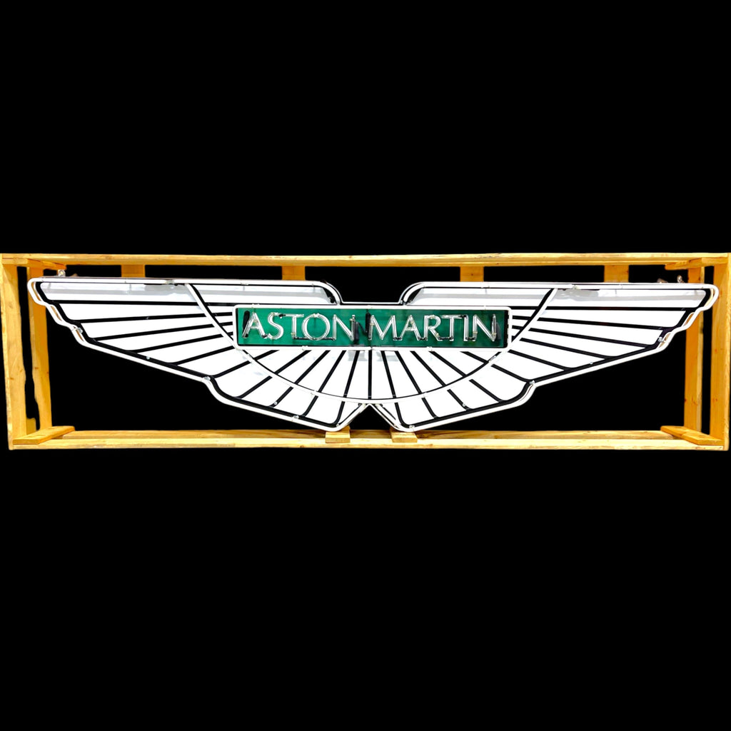 Aston Martin Wings Neon Die Cut Sign - Real Glass, Porcelain, Metal Can - Old Dealership Advertising