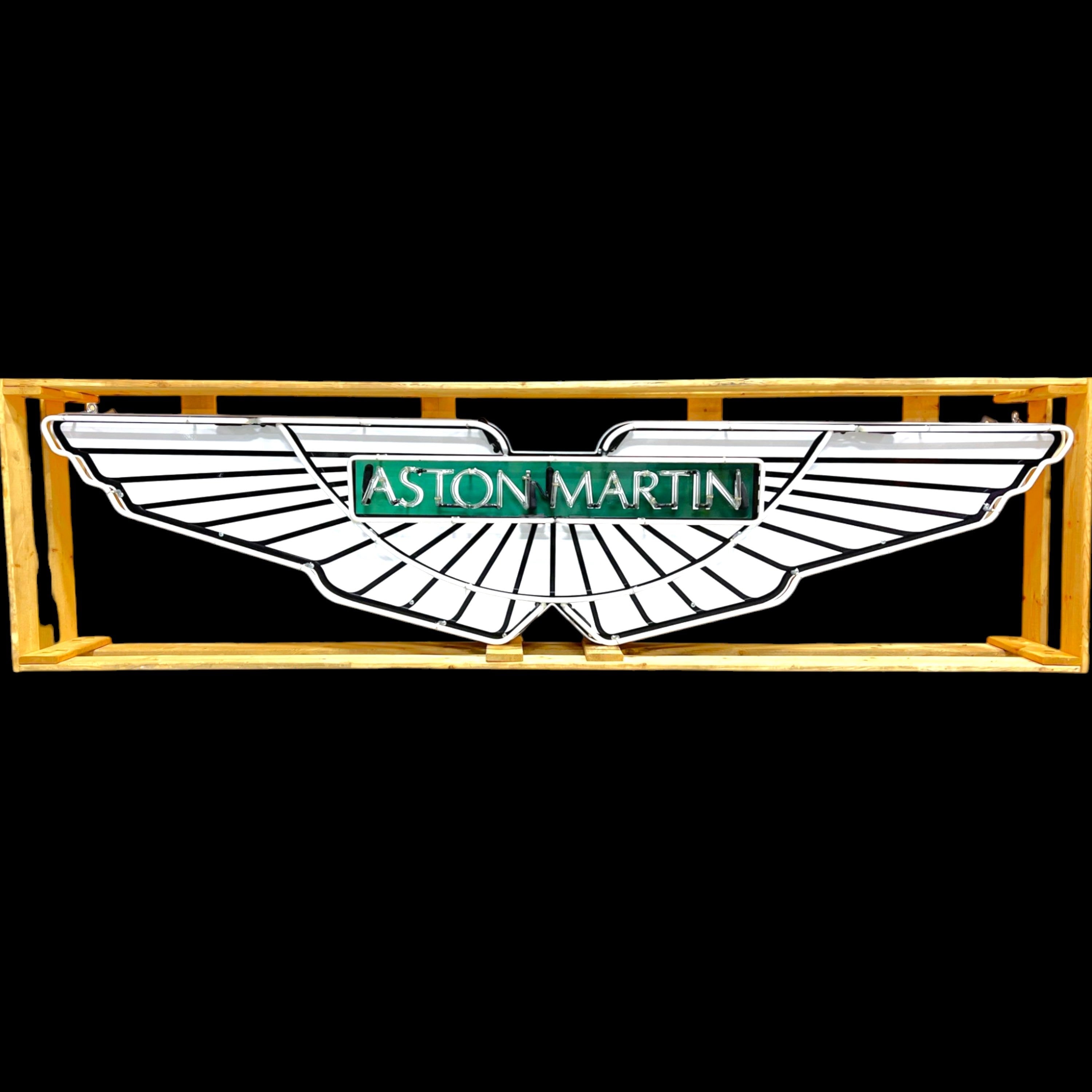 Aston Martin Wings Neon Die Cut Sign - Real Glass, Porcelain, Metal Can - Old Dealership Advertising