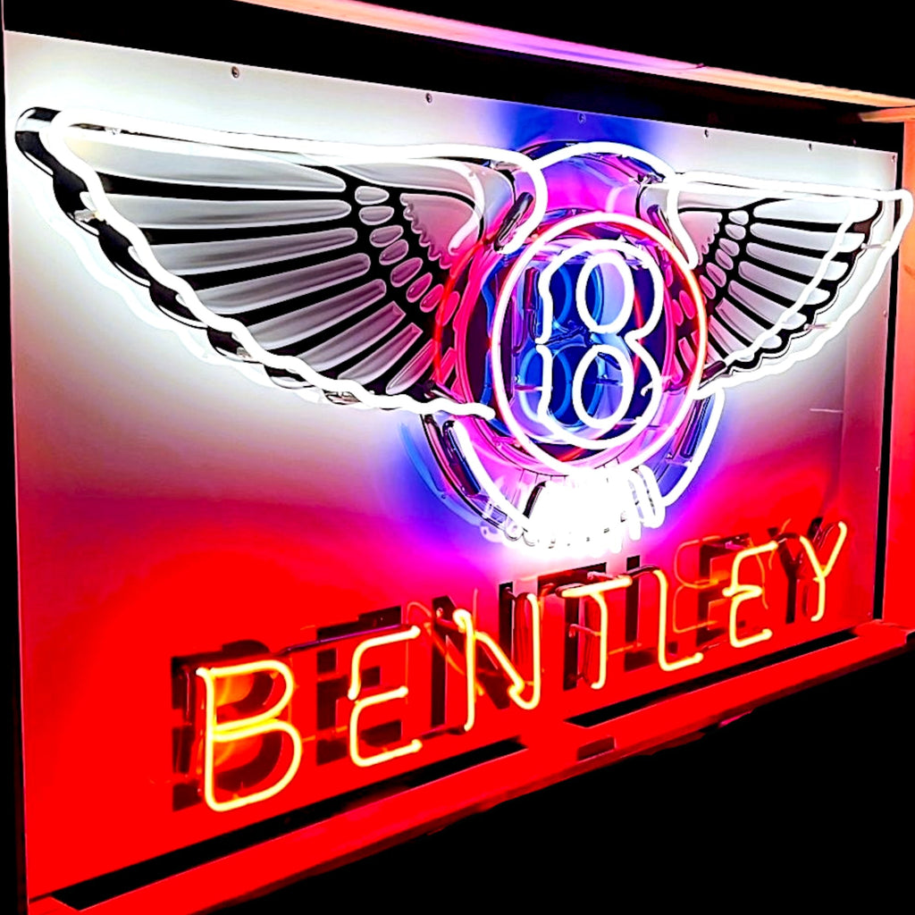 XL Bentley Dealership Neon Sign - Real Glass, Porcelain, Steel Can - Premium, Luxury, Auto Advertising Reproduction