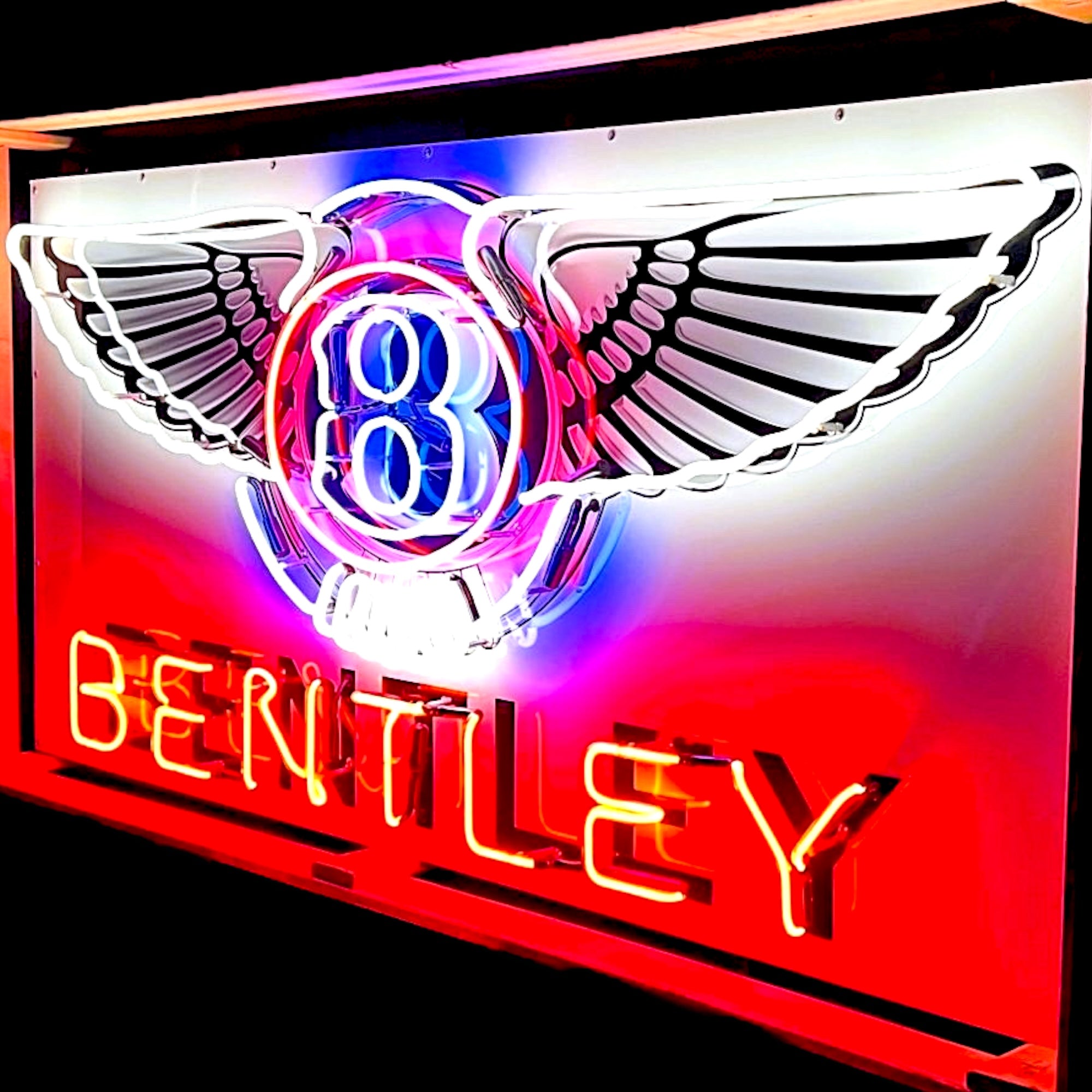 XL Bentley Dealership Neon Sign - Real Glass, Porcelain, Steel Can - Premium, Luxury, Auto Advertising Reproduction