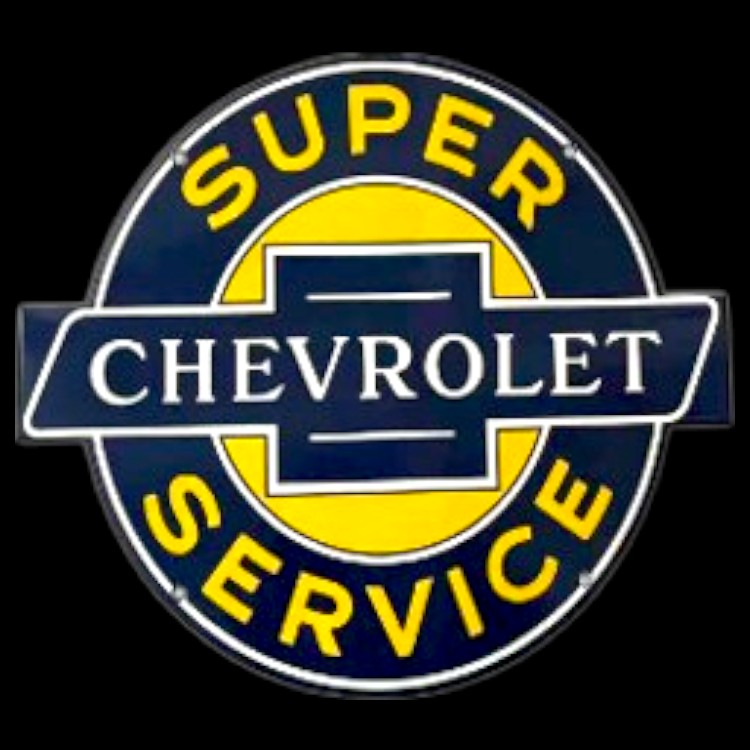 Super Chevrolet Service Die Cut Porcelain Vintage Metal Sign