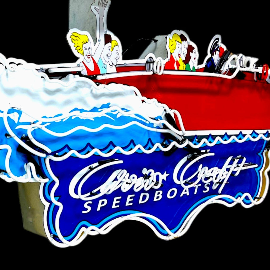 Marine Chris Craft Speedboats Neon Reproduction Die Cut Boat Lighted Advertising Sign