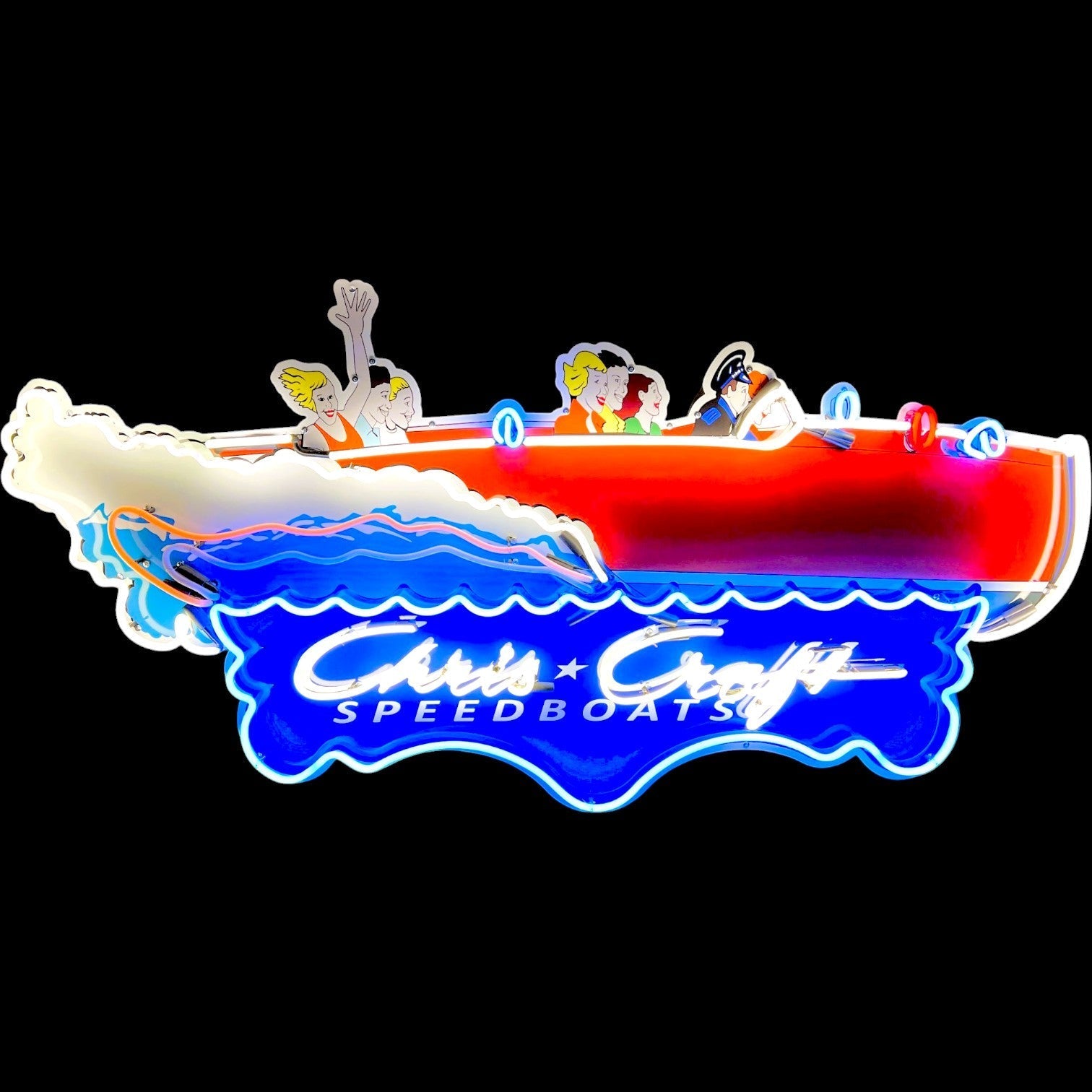 Marine Chris Craft Speedboats Neon Reproduction Die Cut Boat Lighted Advertising Sign