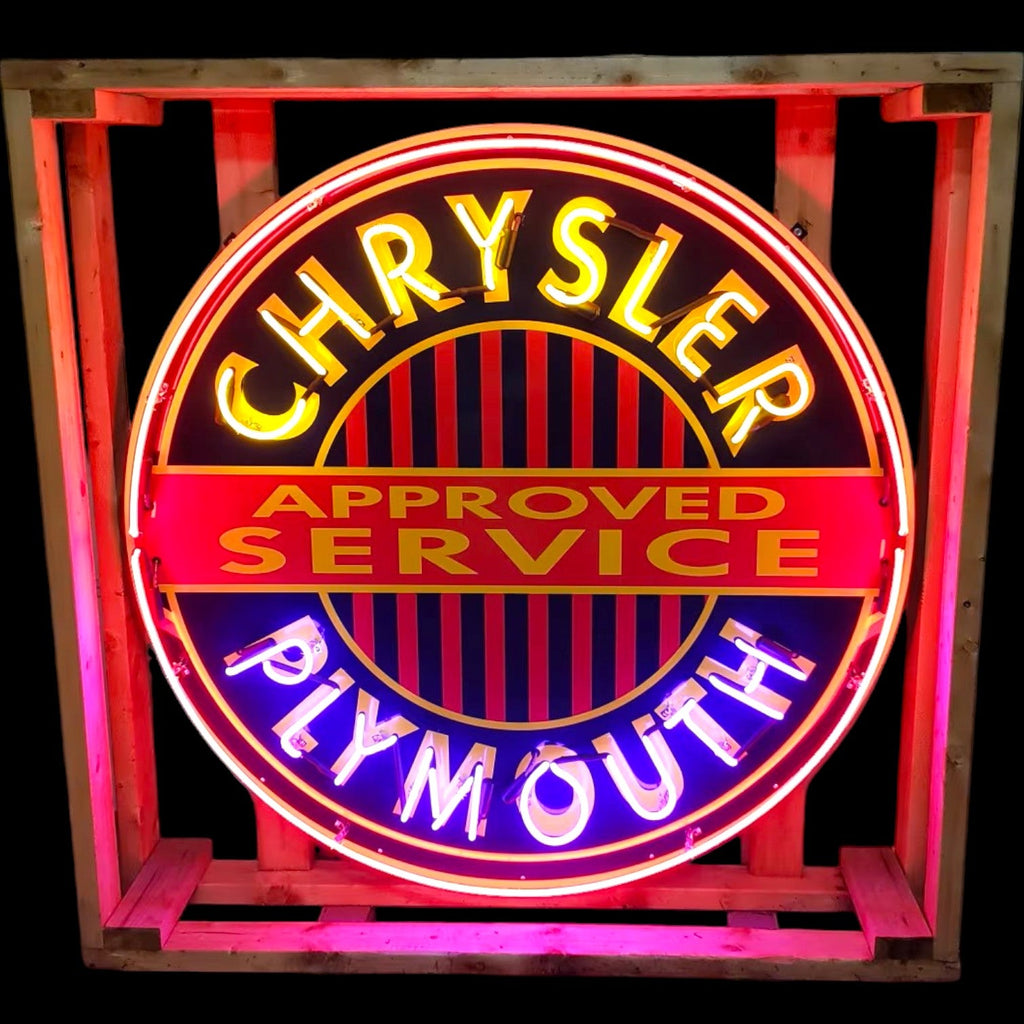 Chrysler Plymouth Service  - Real Neon Porcelain Sign - Vintage Dealer Advertising Reproduction