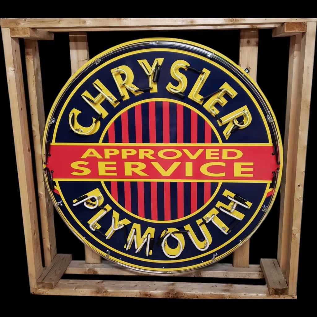 Chrysler Plymouth Service  - Real Neon Porcelain Sign - Vintage Dealer Advertising Reproduction