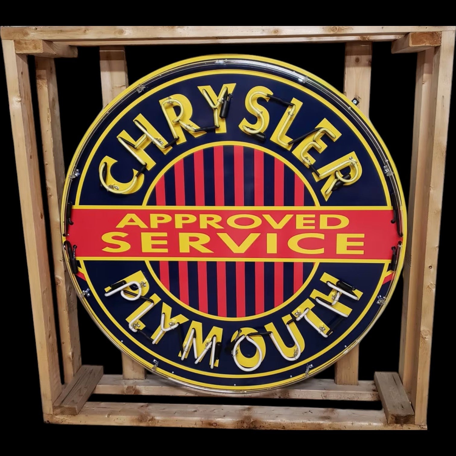 Chrysler Plymouth Service  - Real Neon Porcelain Sign - Vintage Dealer Advertising Reproduction