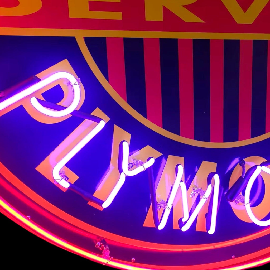 Chrysler Plymouth Service  - Real Neon Porcelain Sign - Vintage Dealer Advertising Reproduction