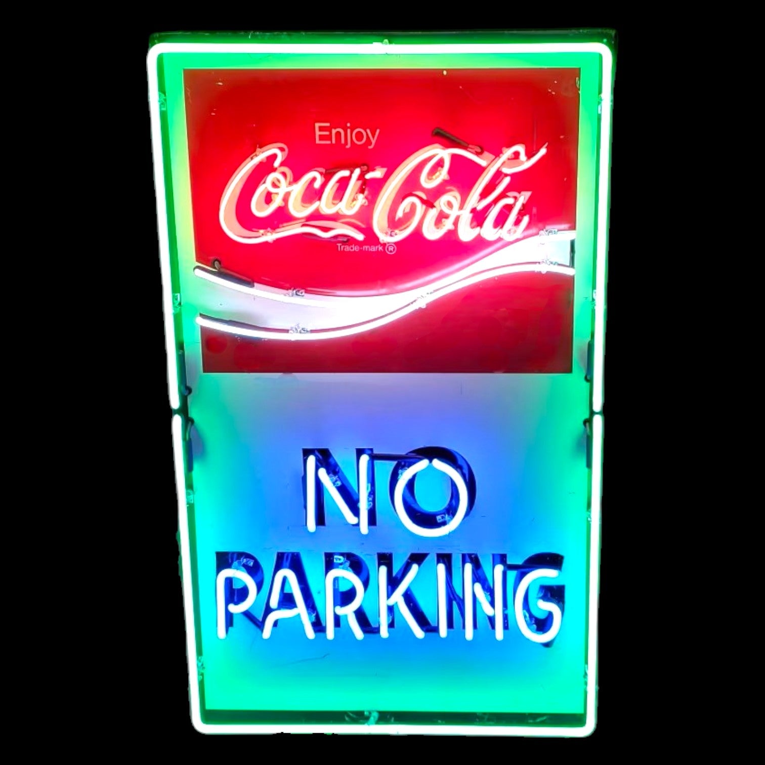 Coca Cola Drive-In Neon Sign - No Parking, Real Glass, Porcelain Enamel, Metal Can