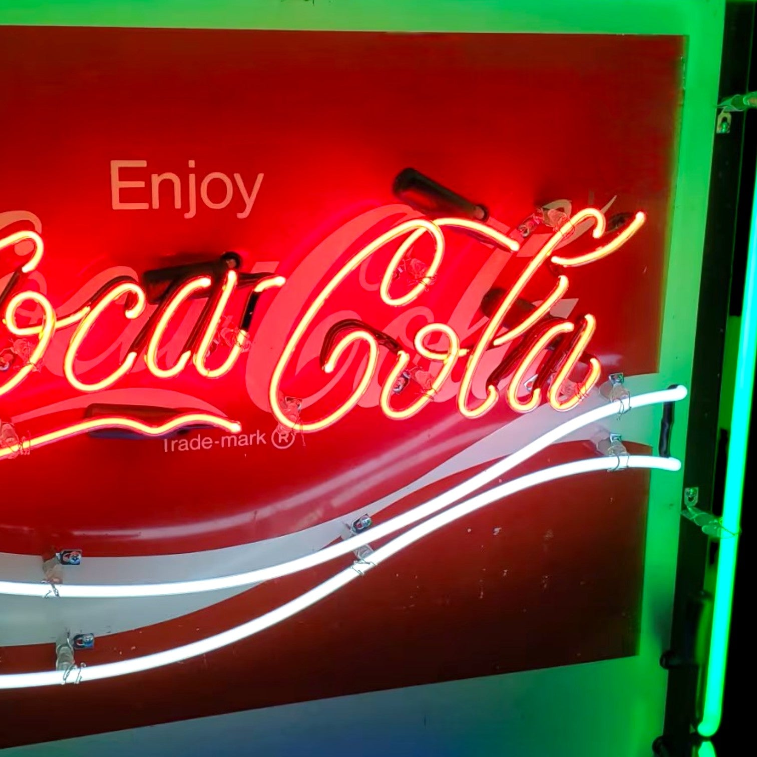 Coca Cola Drive-In Neon Sign - No Parking, Real Glass, Porcelain Enamel, Metal Can