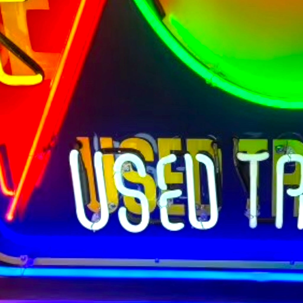 Dodge "1st Choice" Used Cars & Trucks Neon Sign - Real Glass, Porcelain Enamel, Die Cut Metal Can - Vintage Auto & Car Dealer Advertising