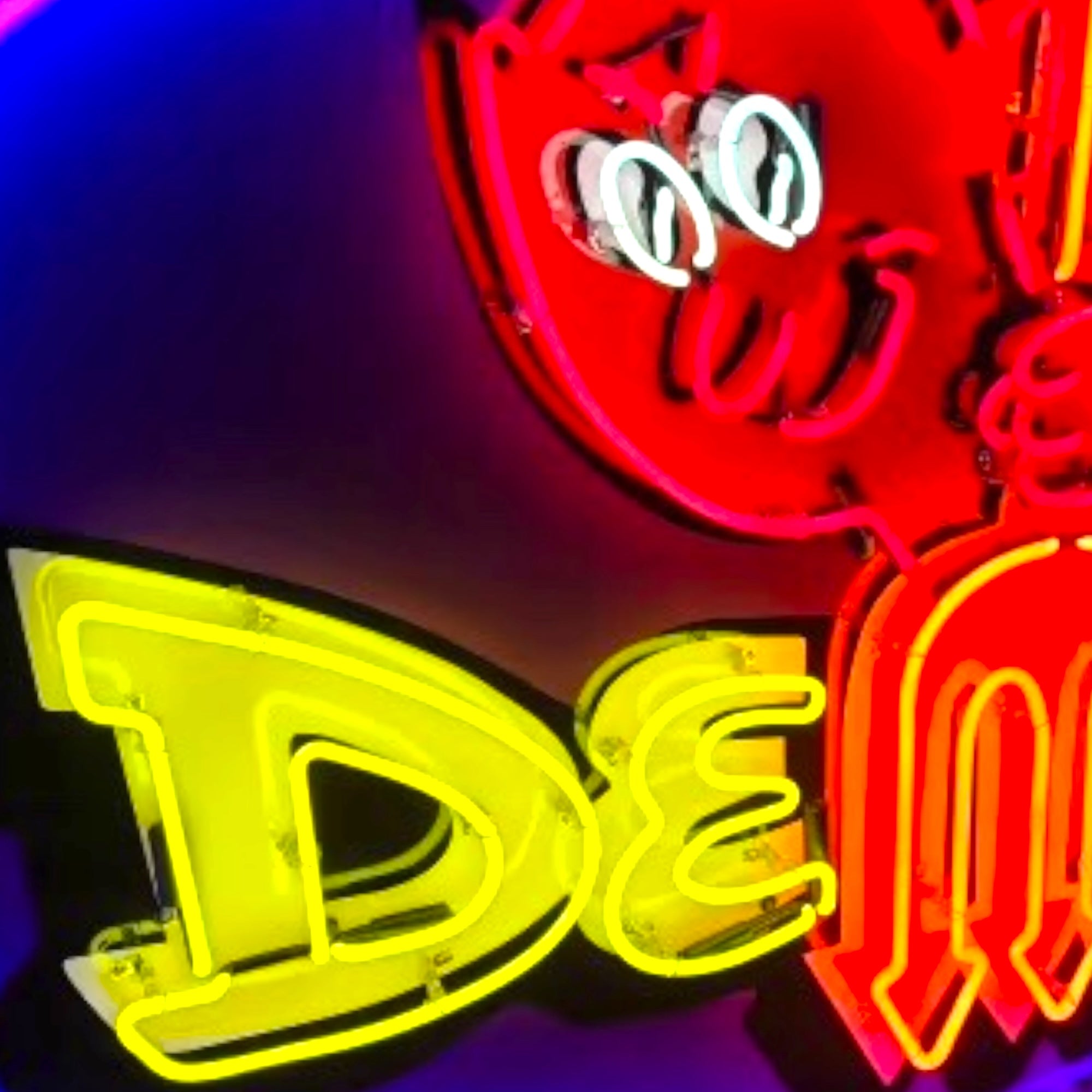 Dodge Demon Neon Porcelain Sign - Real Glass, Enamel, Metal Can - Mopar Devil Lighted Garage