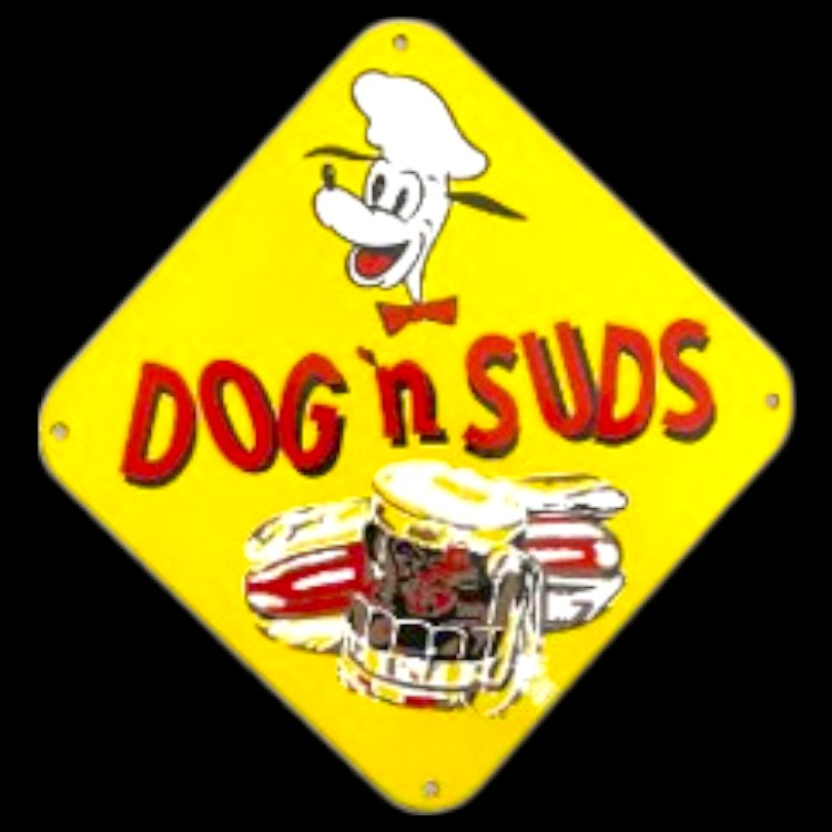 Dog n Suds Root Beer Badge Die Cut Porcelain Vintage Metal Sign