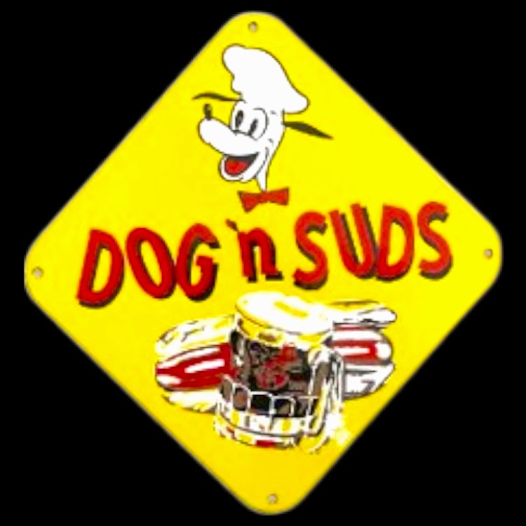 Dog n Suds Root Beer Badge Die Cut Porcelain Vintage Metal Sign