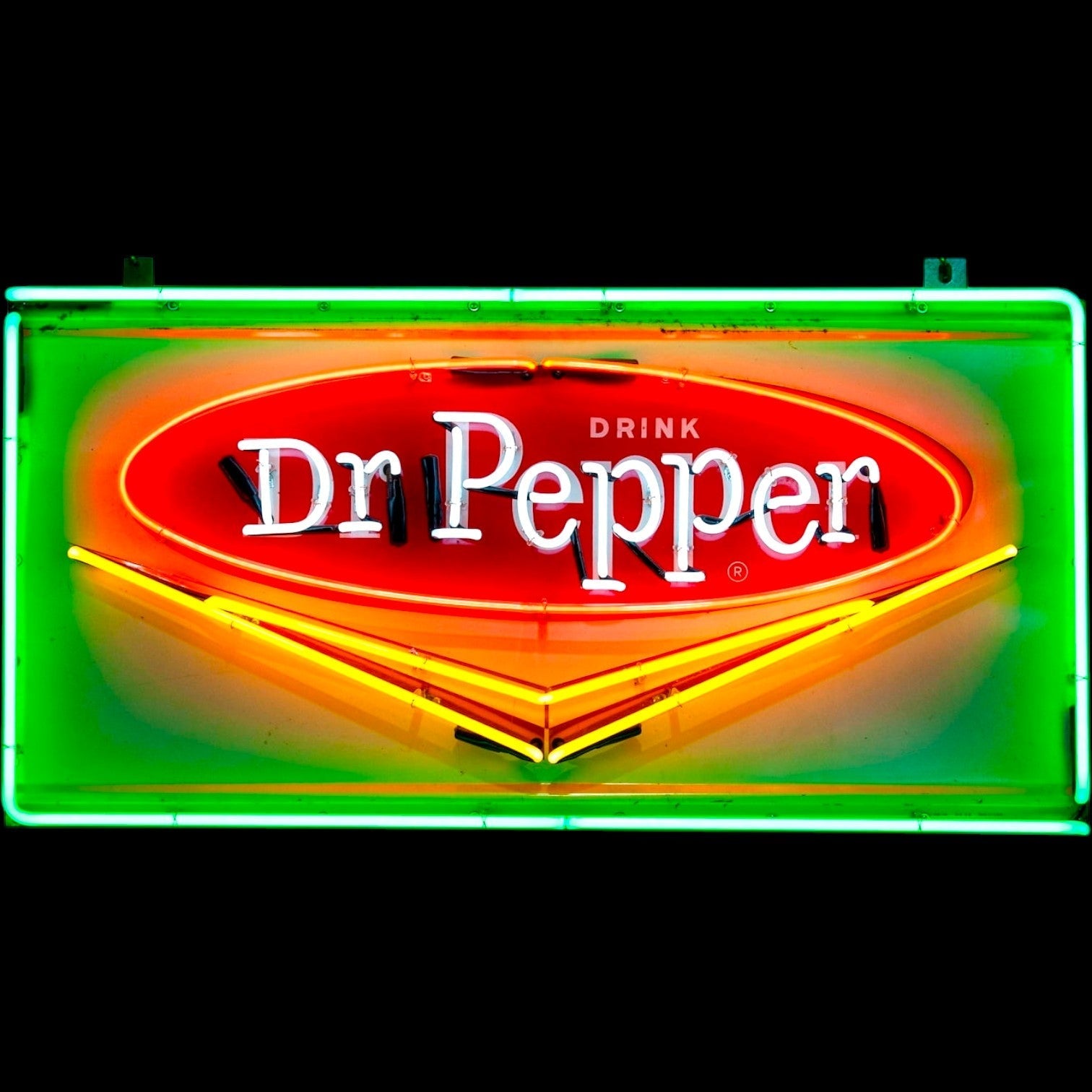 Vintage Dr. Pepper Soda Neon Porcelain Advertising Sign with Can