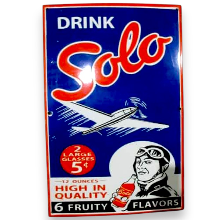 Drink Solo Soda Panel Porcelain Enamel Vintage Metal Reproduction