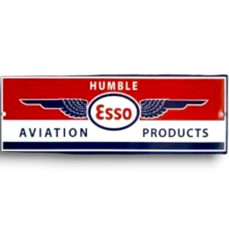 Esso Humble Aviation Wide Panel Porcelain Enamel Vintage Metal Reproduction