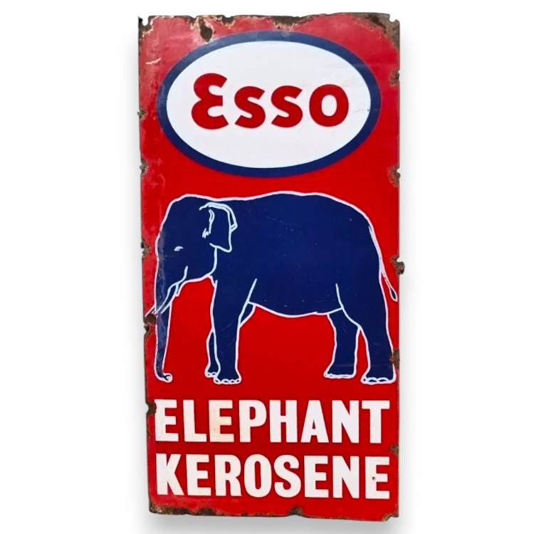 Esso Elephant Kerosene Panel Porcelain Enamel Vintage Metal Reproduction