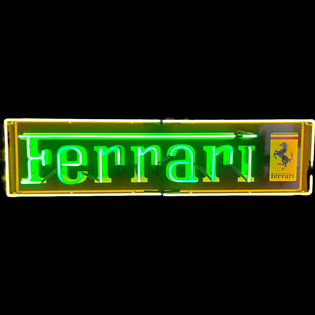 Reproduction Ferrari Dealer Glass Neon Porcelain with Steel Can