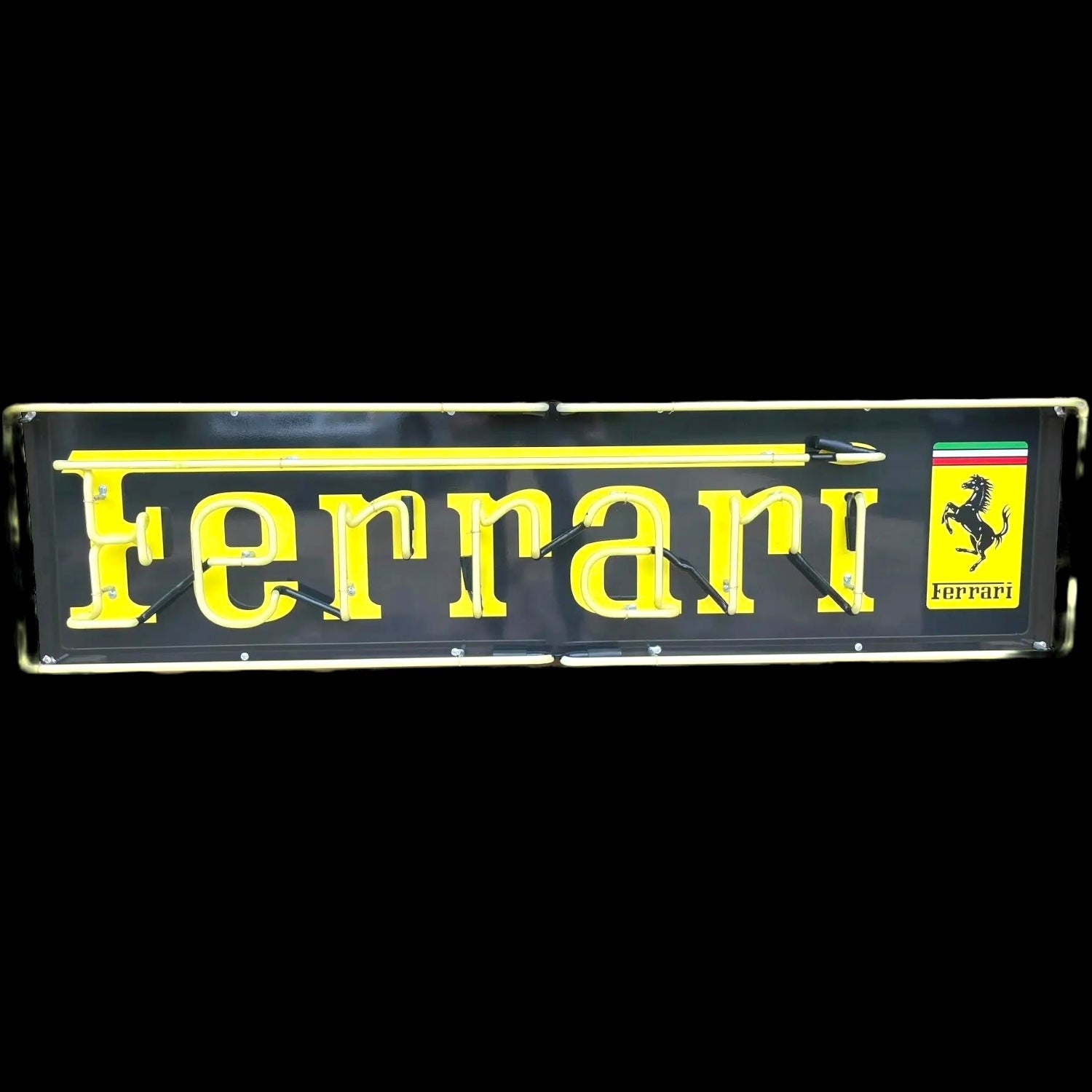 Reproduction Ferrari Dealer Glass Neon Porcelain with Steel Can