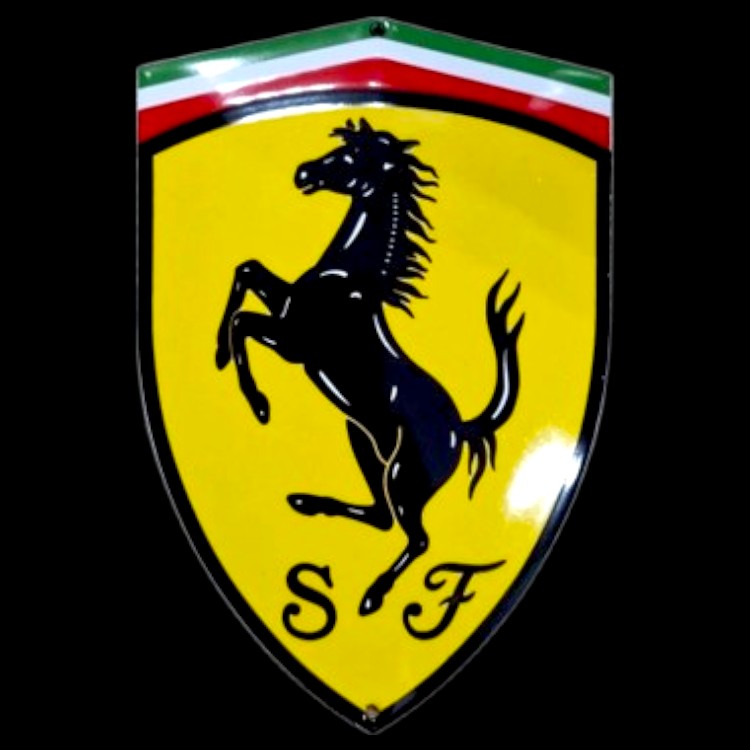 Ferrari Prancing Horse Shield Porcelain Enamel Vintage Metal Reproduction