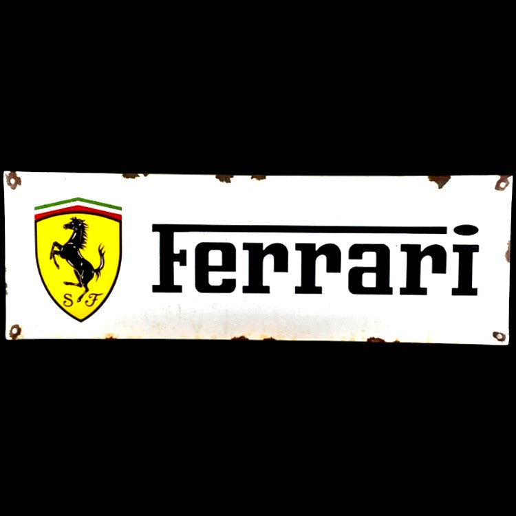 Ferrari Dealer Emblem Porcelain Enamel Vintage Metal Reproduction