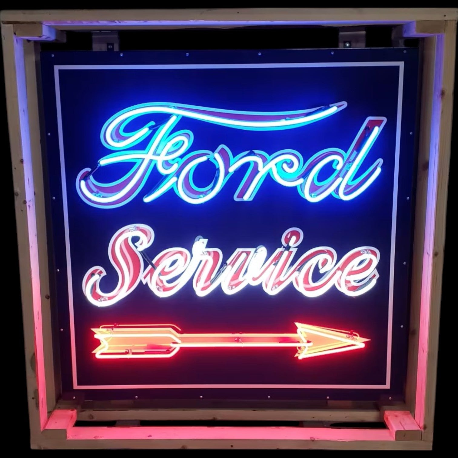 Vintage Ford Service - Real Glass Neon Porcelain Sign - High Quality Dealer Ad Reproduction