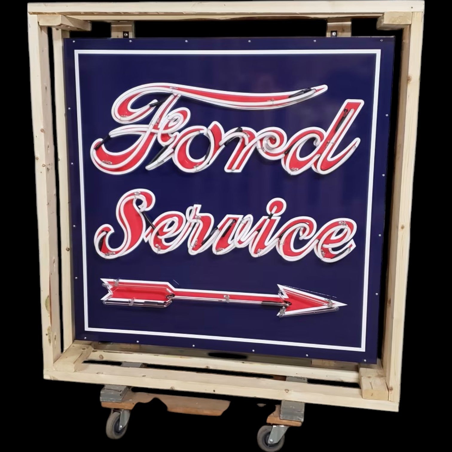 Vintage Ford Service - Real Glass Neon Porcelain Sign - High Quality Dealer Ad Reproduction