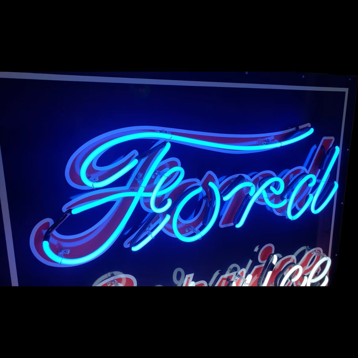 Vintage Ford Service - Real Glass Neon Porcelain Sign - High Quality Dealer Ad Reproduction