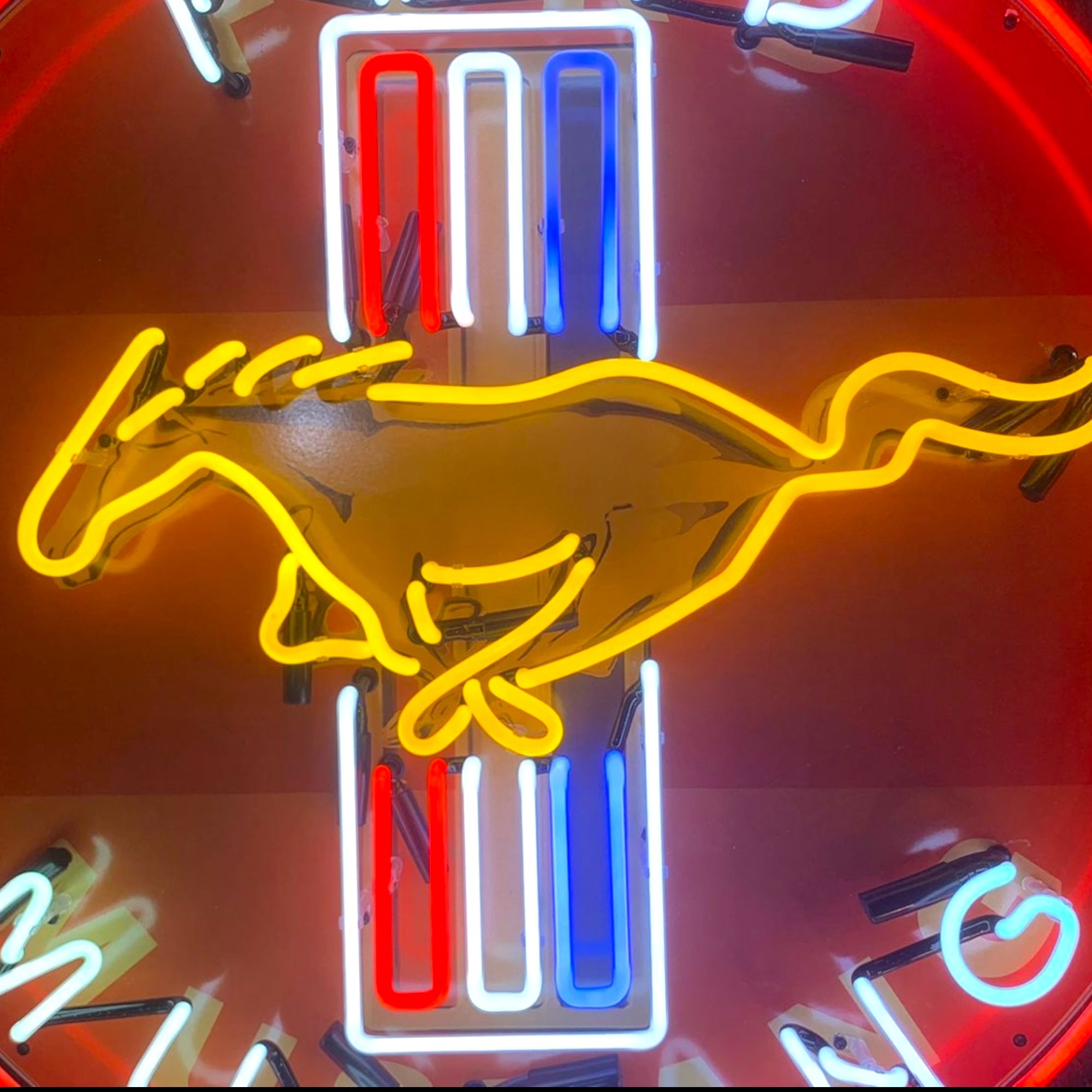 Ford Mustang Single-Sided Neon Porcelain Box Sign