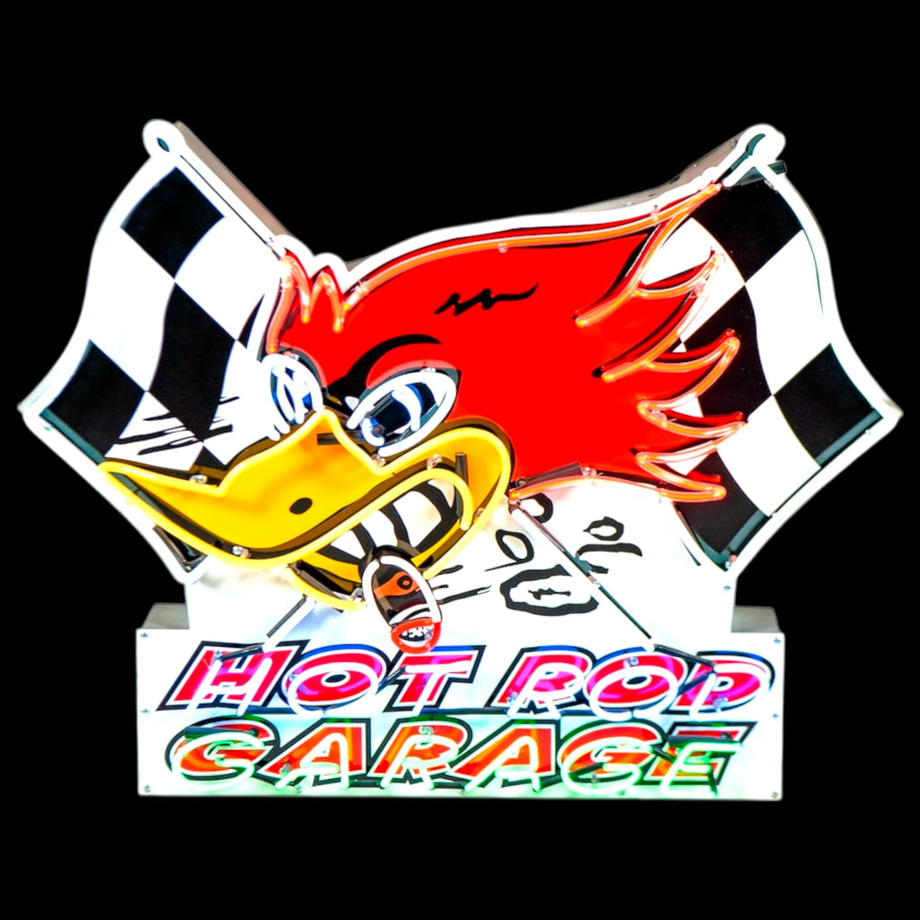 Mr. Horsepower Large Neon Sign - Vintage Hot Rod Garage - Real Glass, Porcelain, Die Cut Can