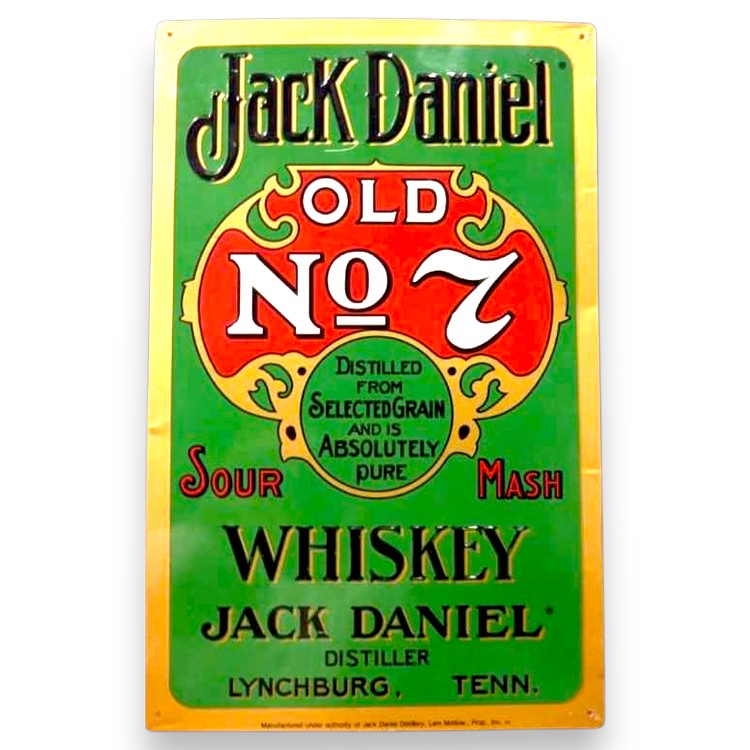 Jack Daniel Old No 7 Whiskey Porcelain Enamel Vintage Metal Reproduction