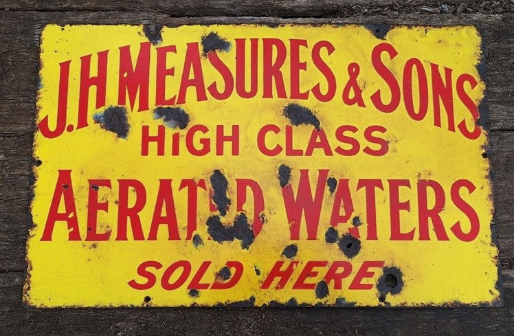 JH Measures Aerated Water Porcelain Enamel Vintage Metal Reproduction
