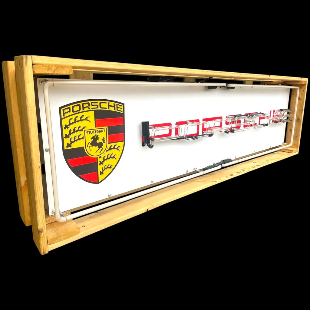 Reproduction Porsche Glass Neon Porcelain Sign Auto Dealership Reproduction