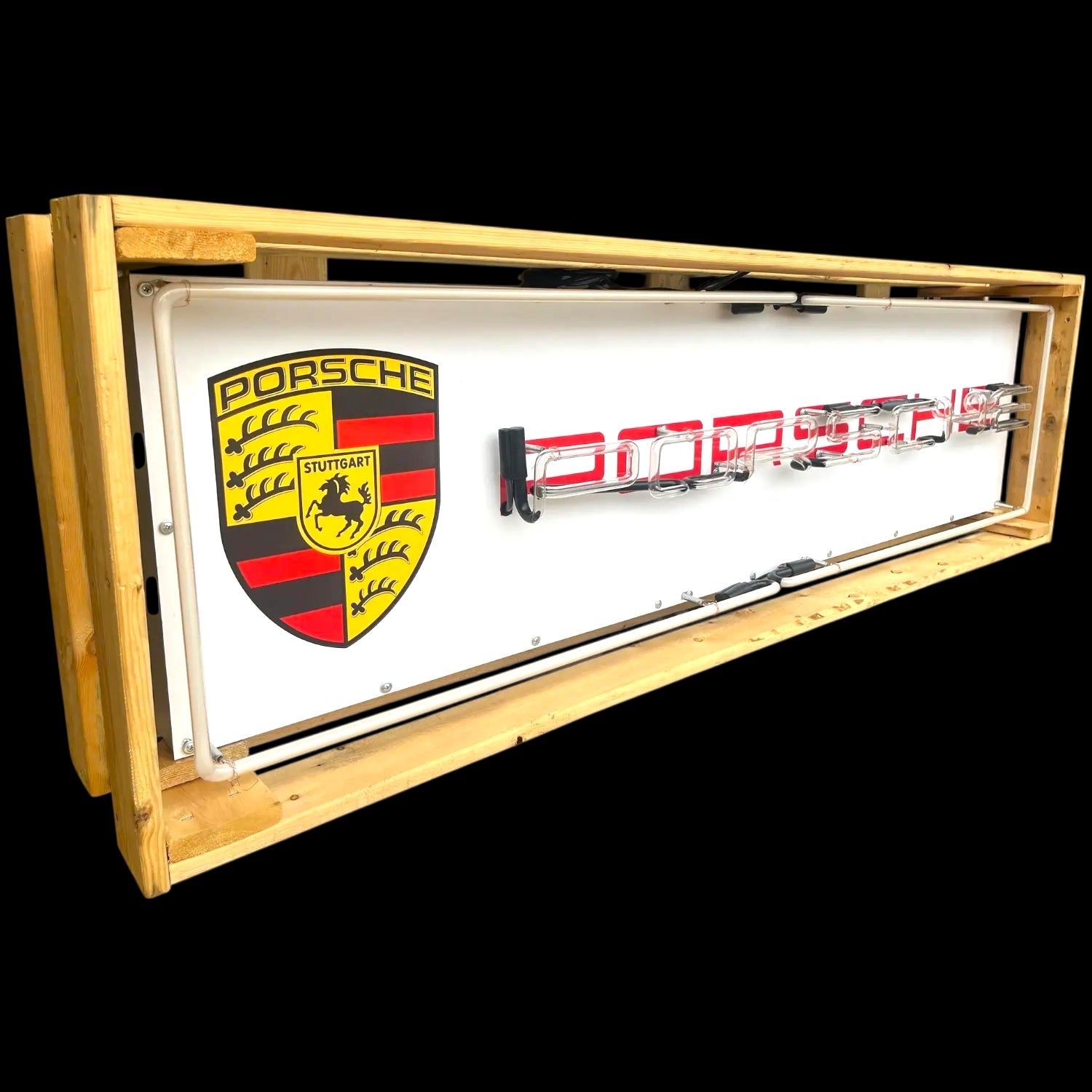 Reproduction Porsche Glass Neon Porcelain Sign Auto Dealership Reproduction