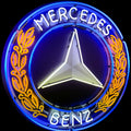 Wreath Emblem Mercedes Glass Neon Porcelain with Steel Can