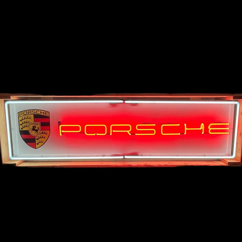 Reproduction Porsche Glass Neon Porcelain Sign Auto Dealership Reproduction