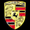 Porsche Crest Porcelain Enamel Sign – Die-Cut Shield Emblem