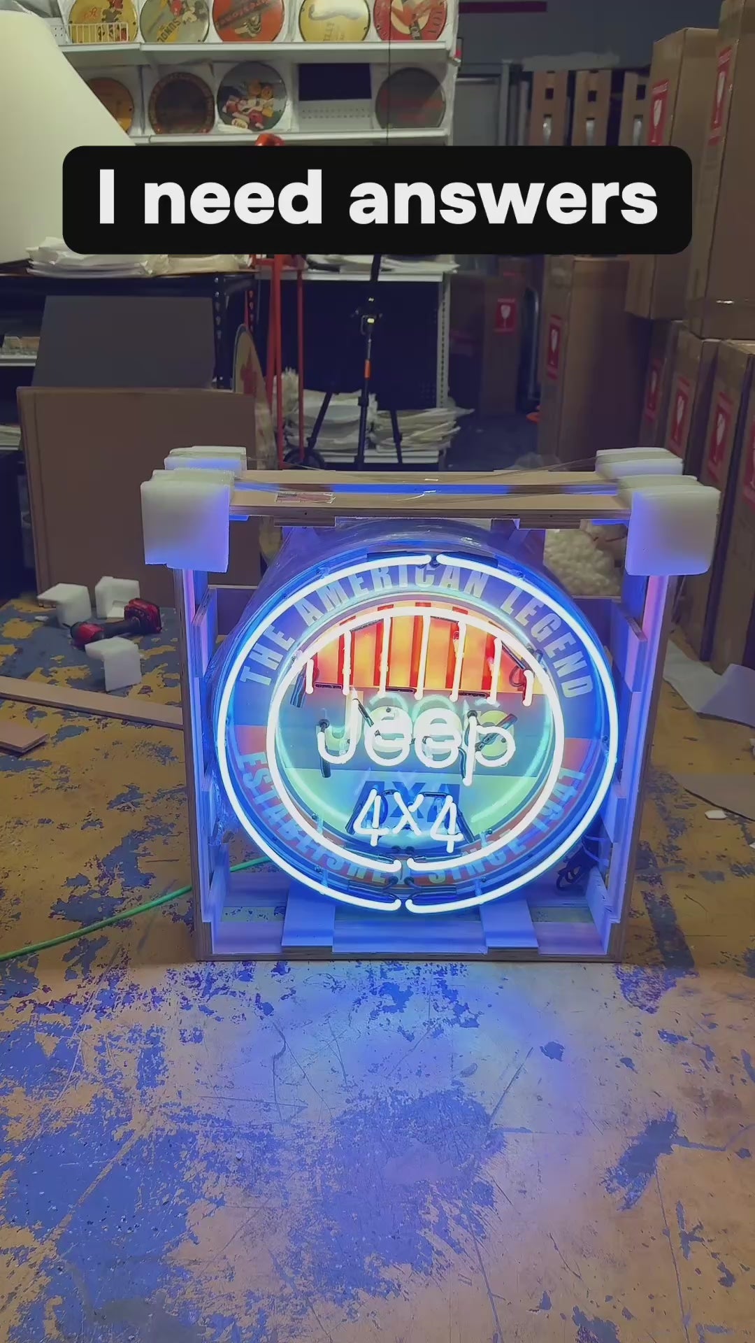 Jeep 4x4 American Legend Since 1941 Single-Sided Neon Porcelain Box Sign