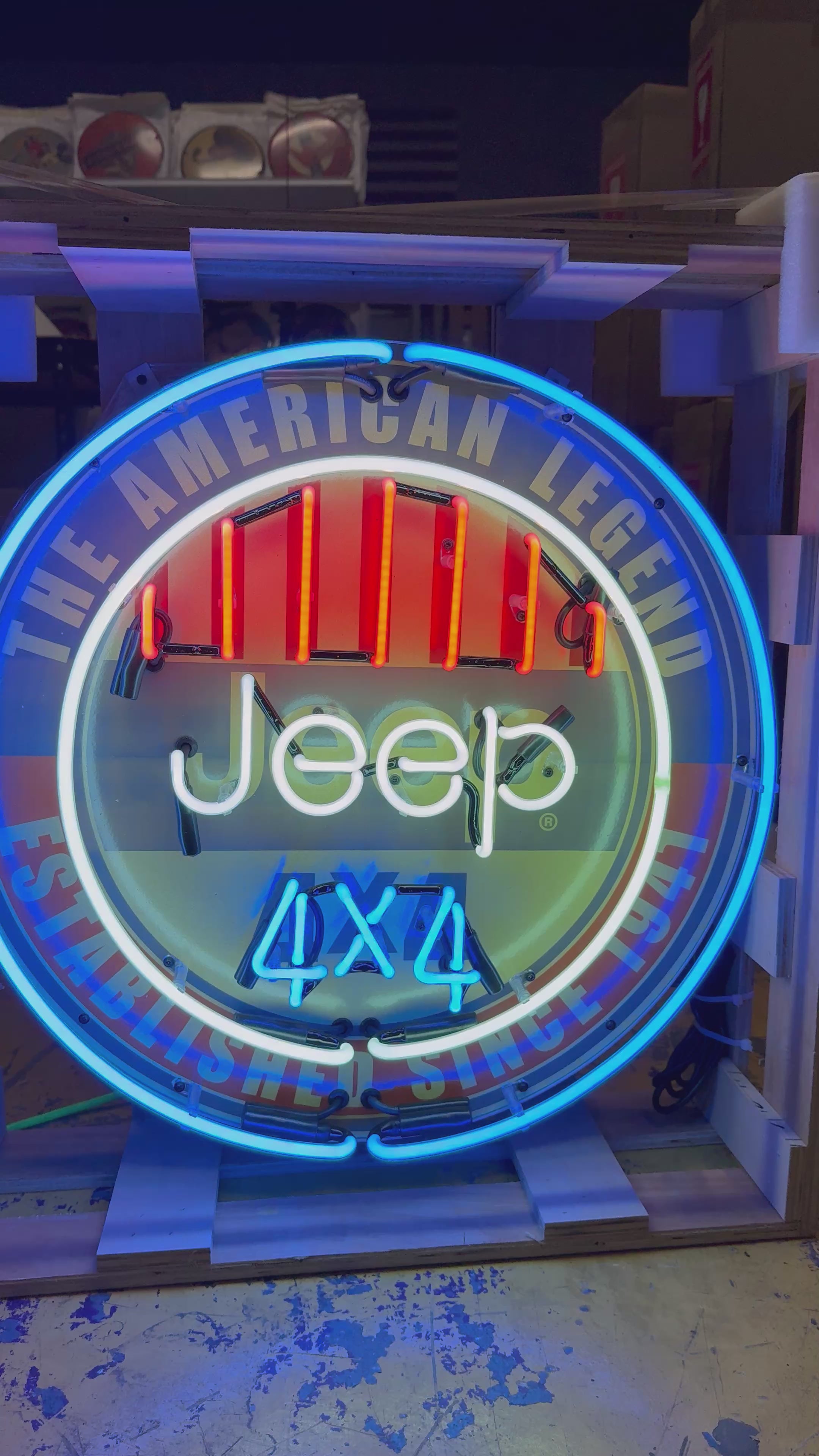 Jeep 4x4 American Legend Since 1941 Single-Sided Neon Porcelain Box Sign