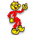 Reddy Kilowatt Die Cut Porcelain Enamel Electricity Mascot Character Shaped Metal Sign
