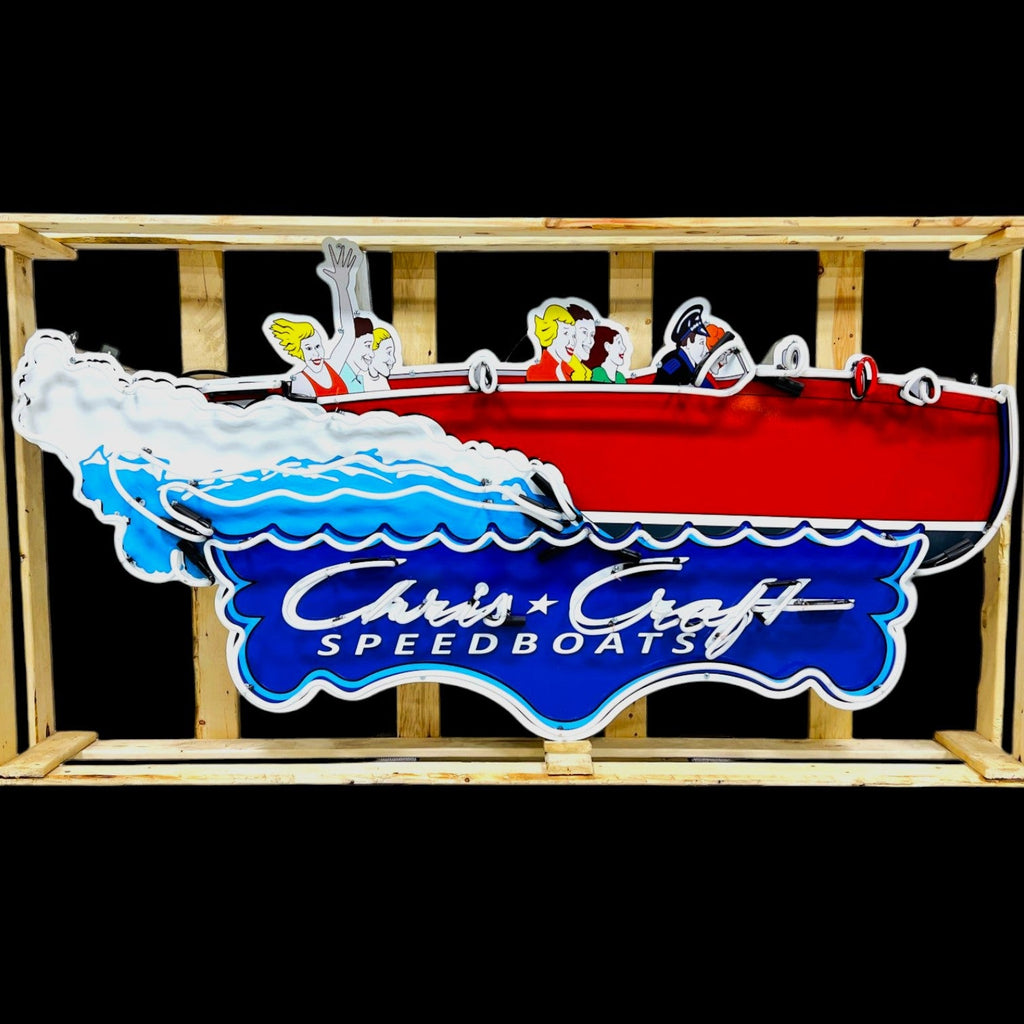 Marine Chris Craft Speedboats Neon Reproduction Die Cut Boat Lighted Advertising Sign