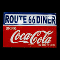 Coca Cola Route 66 Diner Porcelain Enamel Vintage Metal Reproduction